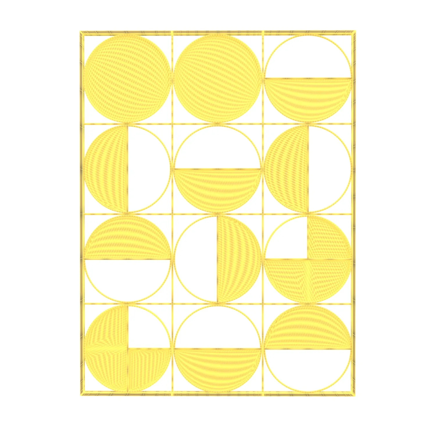 Half Circle 40 High Multi Color Metal Wall Art PBR 3D Model_07